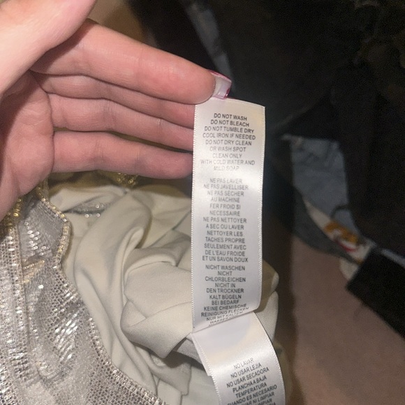 Aidan by Aidan Mattox Off The Shoulder Mini Foiled Cocktail Dress Champagne - Picture 8 of 9